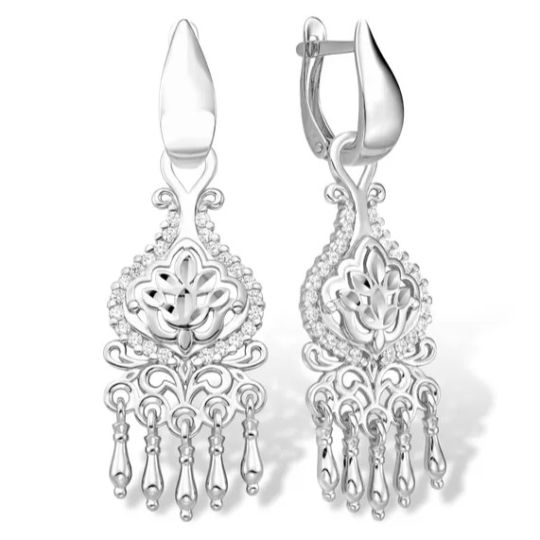 Серьги из серебра с фианитами