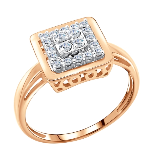 Кольцо из лимонного золота с бриллиантами