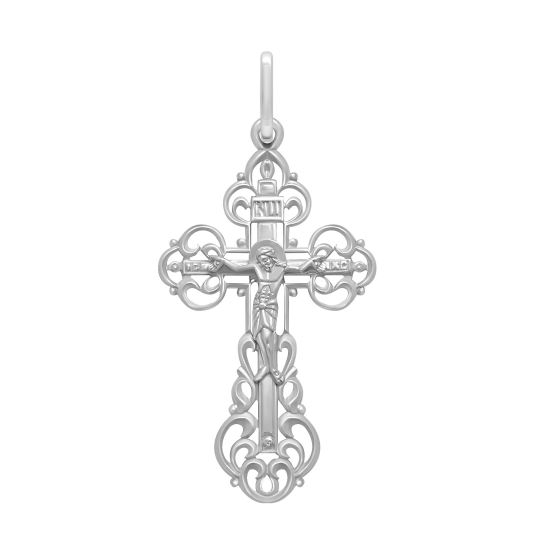 Подвеска-крест из серебра с бриллиантом