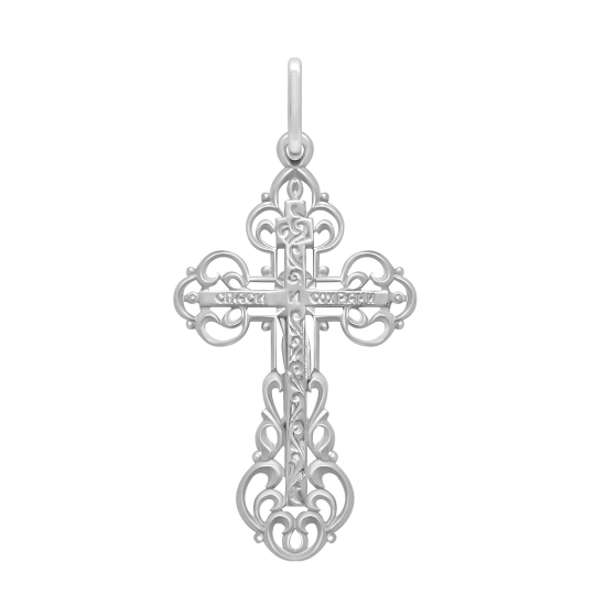 Подвеска-крест из серебра с бриллиантом