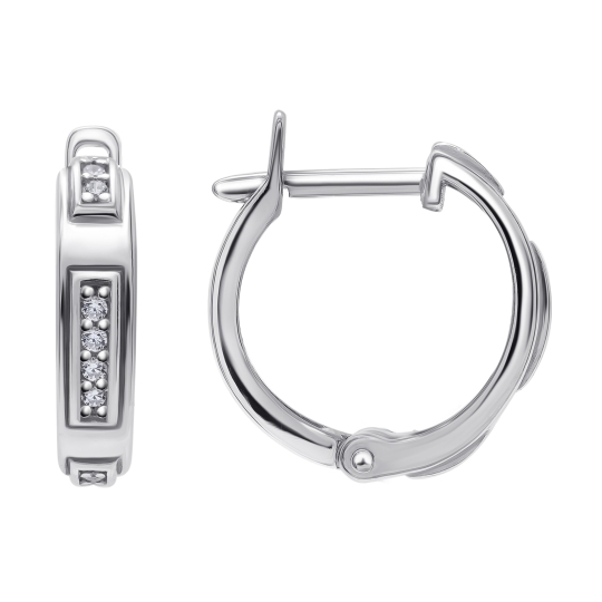 Серьги-конго из серебра с алмазной гранью