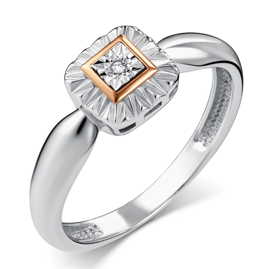 Подвеска из серебра с золотой вставкой и бриллиантом