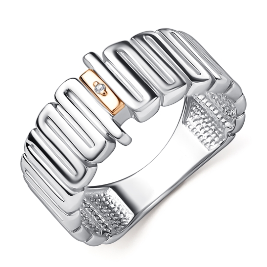 Серьги из серебра с золотой вставкой и бриллиантами