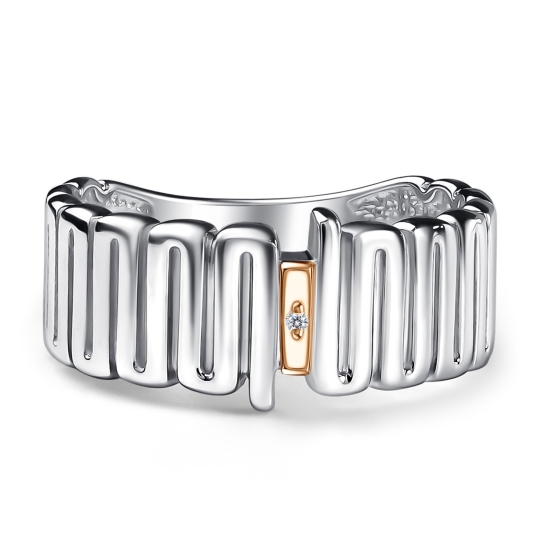 Серьги из серебра с золотой вставкой и бриллиантами