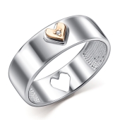 Кольцо из серебра с золотой вставкой и бриллиантом