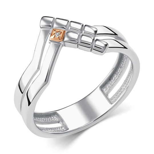 Серьги из серебра с золотыми кставками и бриллиантами