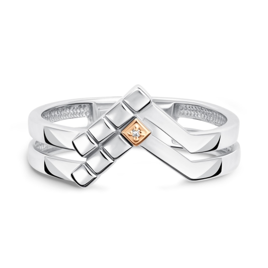 Серьги из серебра с золотыми кставками и бриллиантами