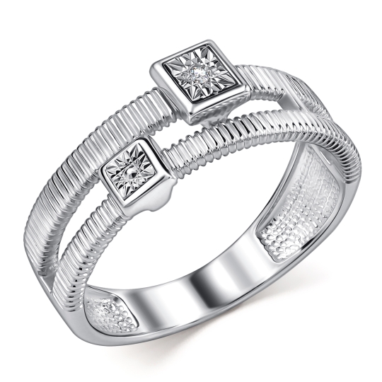 Кольцо из серебра с ситаллом и фианитами