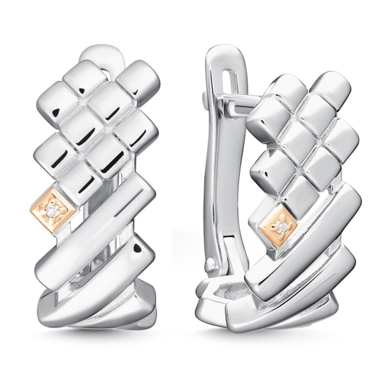 Серьги из серебра с кварцем и фианитами