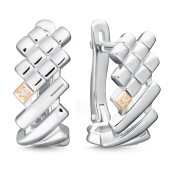 Серьги из серебра с золотыми кставками и бриллиантами