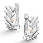 Серьги из серебра с золотыми кставками и бриллиантами