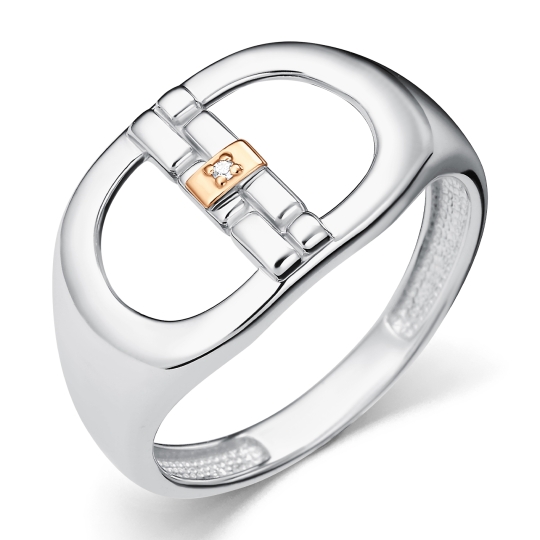 Серьги из серебра с золотой вставкой и бриллиантами