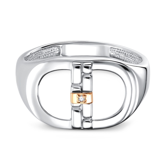 Серьги из серебра с золотой вставкой и бриллиантами