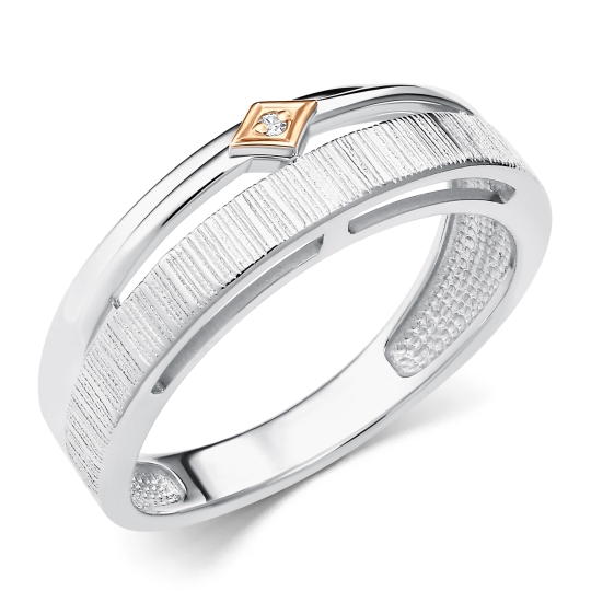 Серьги из серебра с золотыми вставками и бриллиантами