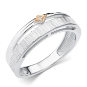 Кольцо из серебра с золотой вставкой бриллиантом