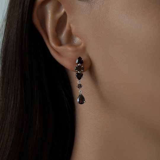 Серьги из серебра с золотыми вставками и бриллиантами