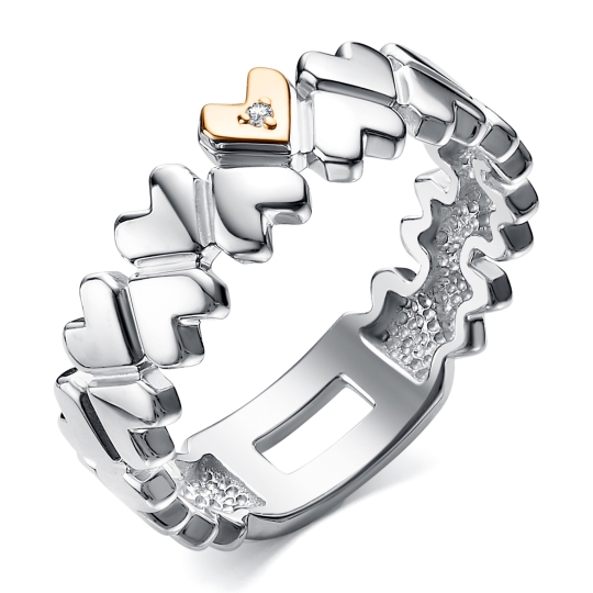 Серьги из серебра с золотыми вставками и бриллиантами