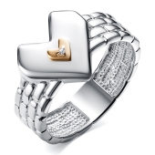 Кольцо из серебра с золотой вставкой и бриллиантом