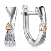 Серьги из серебра с золотыми вставками и бриллиантами