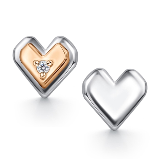 Кольцо из серебра с золотой вставкой и бриллиантом