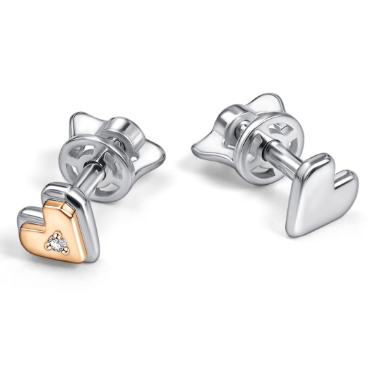 Кольцо из серебра с золотой вставкой и бриллиантом