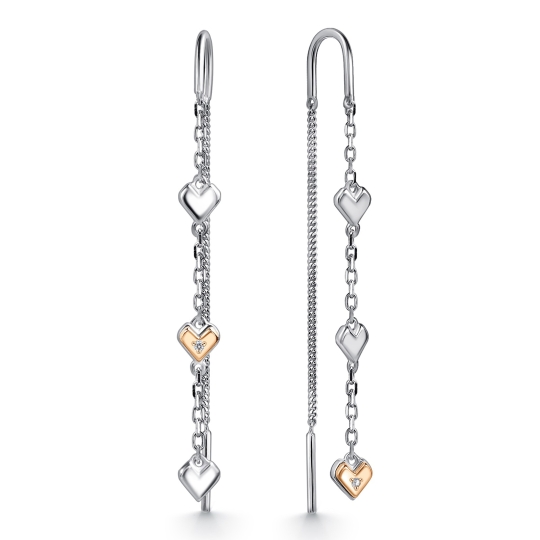 Серьги-трансформеры из серебра с фианитами