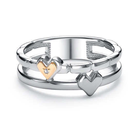 Серьги из серебра с золотой вставкой и бриллиантом