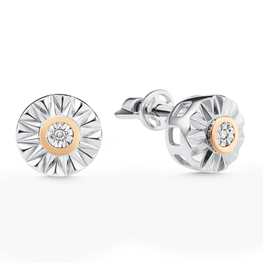 Серьги-трансформеры из серебра с золотыми вставками и бриллиантами