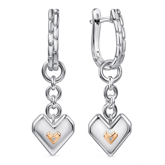 Серьги из серебра с цирконами и фианитами