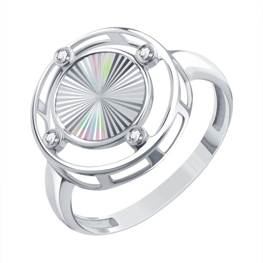 Подвеска из белого золота с алмазной гранью и фианитами