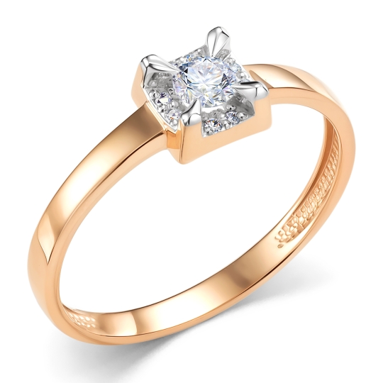 Кольцо из золота с бриллиантами и рубином