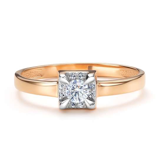 Кольцо из золота с бриллиантами и рубином