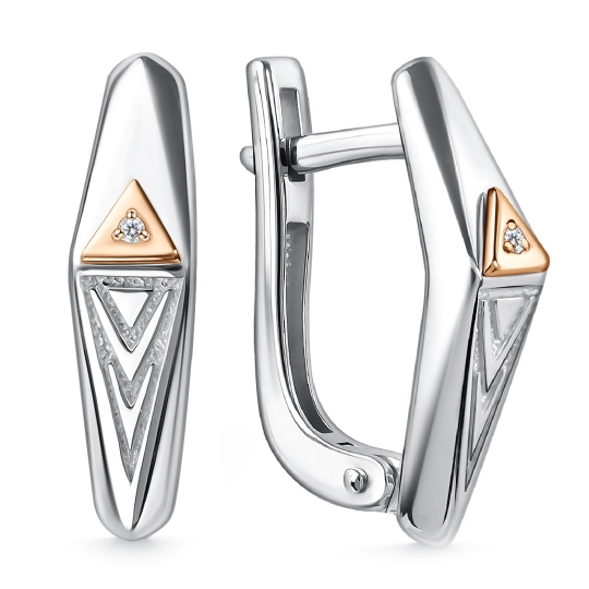 Кольцо из серебра с золотой вставкой и бриллиантом