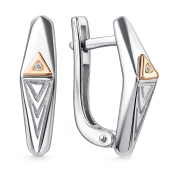 Серьги из серебра с золотыми вставками и бриллиантами