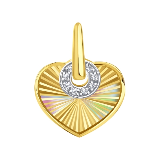 Подвеска из золота с алмазной гранью и фианитами