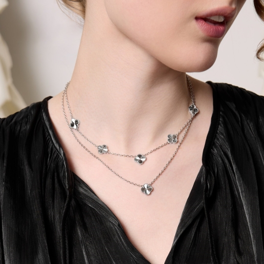 Колье из серебра двурядное