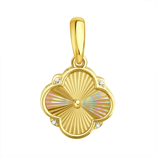 Серьги из белого золота с алмазной гранью и фианитами