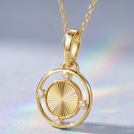 Подвеска из лимонного золота с алмазной гранью и фианитами