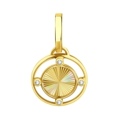 Подвеска из лимонного золота с алмазной гранью и фианитами