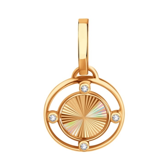 Подвеска из белого золота с алмазной гранью и фианитами