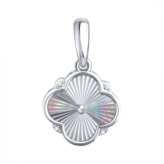 Серьги из белого золота с алмазной гранью и фианитами