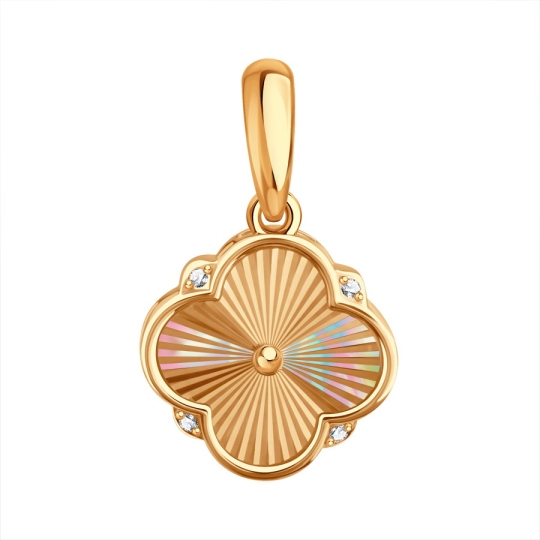 Серьги из золота с алмазной гранью и фианитами