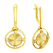 Серьги из лимонного золота с алмазной гранью и фианитами