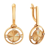 Серьги из золота с алмазной гранью и фианитами