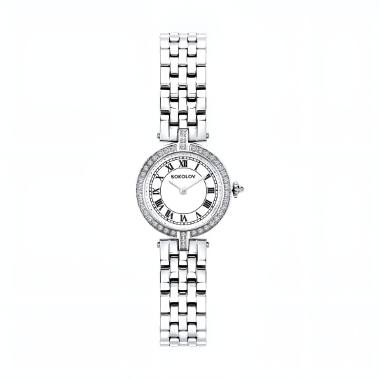 Женские стальные часы с фианитами