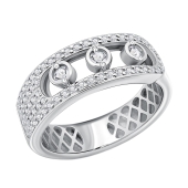 Кольцо из серебра с фианитами