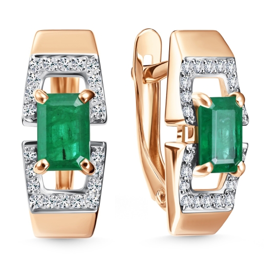 Кольцо из золота с бриллиантами и изумрудом