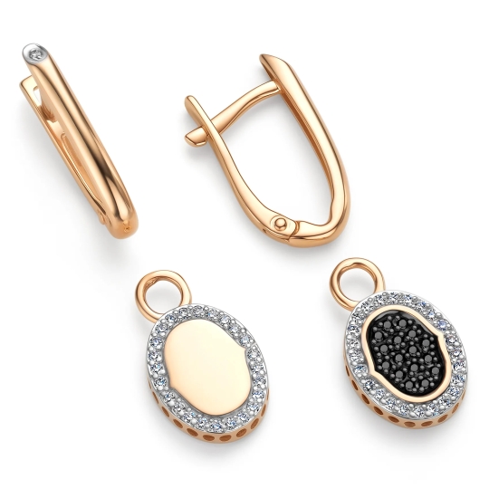 Кольцо-трансформер из золота с бриллиантами и черными бриллиантами