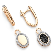 Серьги-трансформеры из золота с бриллиантами и черными бриллиантами