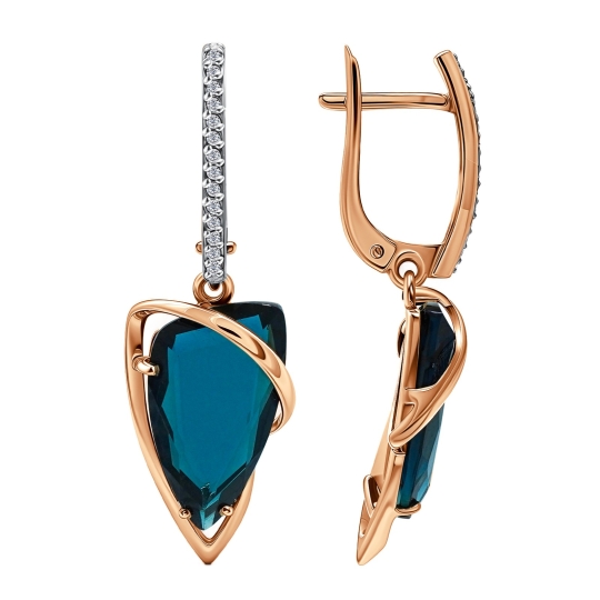 Серьги из золота с бриллиантами и "танцующими" бриллиантами